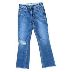Paige Colette Crop Flare Jeans dark wash distressed denim size 26